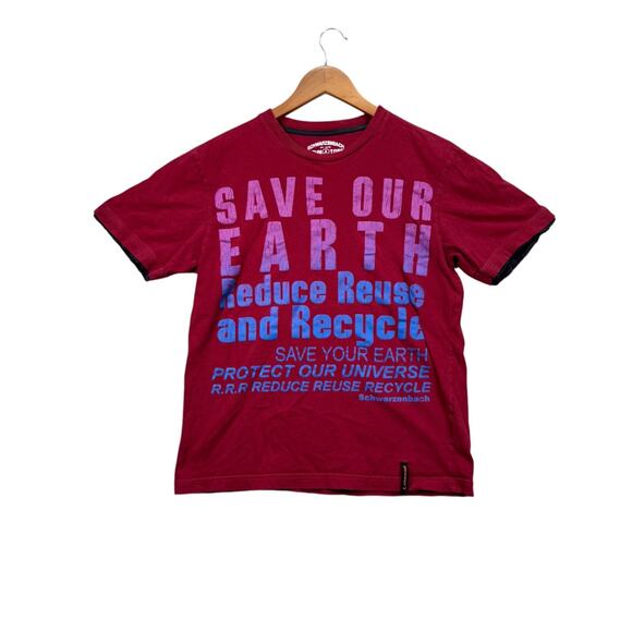 Schwarzenbach Other - Schwarzenbach Nature Tree Save Our Earth Recycle Eco Planet Red Men's T Shirt M